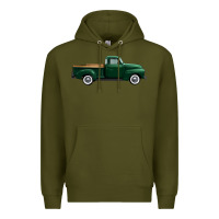 Army Green western green truck right side view 1 Premium Hoodie - FaDigitalArtStudio