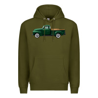 Army Green western green truck right side view Premium Hoodie - FaDigitalArtStudio