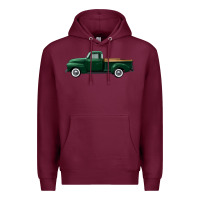Burgundy western green truck right side view Premium Hoodie - FaDigitalArtStudio