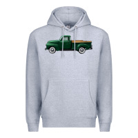 Heather Grey western green truck right side view Premium Hoodie - FaDigitalArtStudio