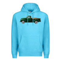 Ocean Blue western green truck right side view Premium Hoodie - FaDigitalArtStudio