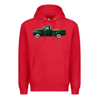 Red western green truck right side view Premium Hoodie - FaDigitalArtStudio