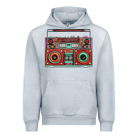 Heather Grey Boombox Urban Hoodie - FaDigitalArtStudio