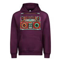 Mauve Wine Boombox Urban Hoodie - FaDigitalArtStudio