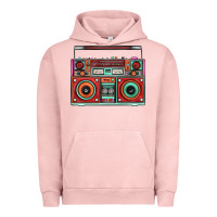 Pigment Salmon Boombox Urban Hoodie - FaDigitalArtStudio