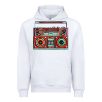 White Boombox Urban Hoodie - FaDigitalArtStudio