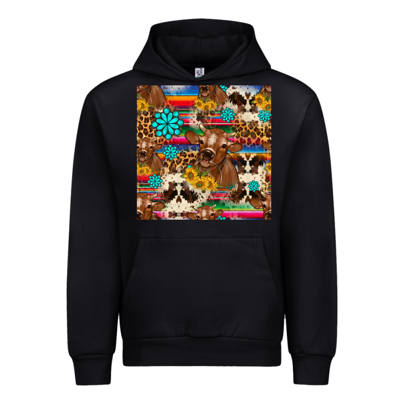 Western Sunflower Bucket Cow Seamless Pattern Urban Hoodie by HRA Design Shop | Teevron