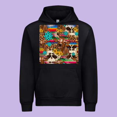 Western Sunflower Bucket Cow Seamless Pattern Urban Hoodie Designed By Hra Design Shop