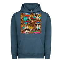 Pigment Midnight Navy western sunflower bucket cow seamless pattern Urban Hoodie - HRA Design Shop