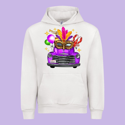 Mardi Gras Truck Leopard Mask Urban Hoodie Designed By Fadigitalartstudio