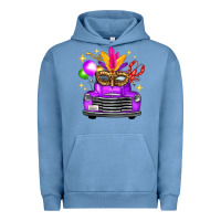 Pigment Pebble Blue mardi gras truck leopard mask Urban Hoodie - FaDigitalArtStudio