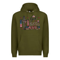 Army Green god bless america Premium Hoodie - CowhideDigitalArt