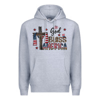 Heather Grey god bless america Premium Hoodie - CowhideDigitalArt