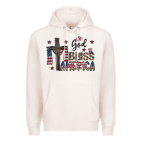 Pale Pink god bless america Premium Hoodie - CowhideDigitalArt
