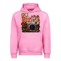 Fuchsia Pink Christmas Santa Vintage Camera Urban Hoodie - FaDigitalArtStudio
