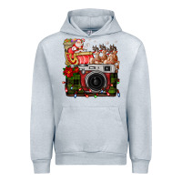 Heather Grey Christmas Santa Vintage Camera Urban Hoodie - FaDigitalArtStudio