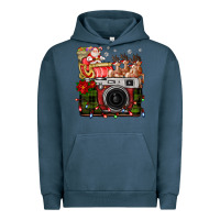 Pigment Midnight Navy Christmas Santa Vintage Camera Urban Hoodie - FaDigitalArtStudio