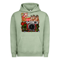 Pigment Oil Green Christmas Santa Vintage Camera Urban Hoodie - FaDigitalArtStudio