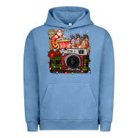 Pigment Pebble Blue Christmas Santa Vintage Camera Urban Hoodie - FaDigitalArtStudio