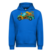Cobalt farm truck with sunflower Urban Hoodie - HRA Design Shop