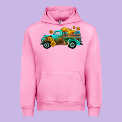 Farm Truck With Sunflower Urban Hoodie Designed By Hra Design Shop