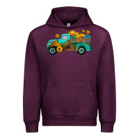 Mauve Wine farm truck with sunflower Urban Hoodie - HRA Design Shop