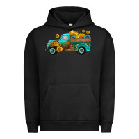Pigment Black farm truck with sunflower Urban Hoodie - HRA Design Shop