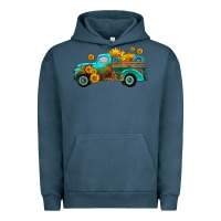 Pigment Midnight Navy farm truck with sunflower Urban Hoodie - HRA Design Shop
