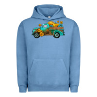 Pigment Pebble Blue farm truck with sunflower Urban Hoodie - HRA Design Shop
