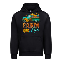 Black farm truck  farm life with sunflower Urban Hoodie - HRA Design Shop