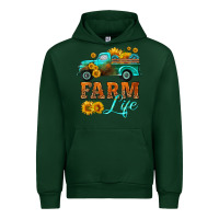 Forest Green farm truck  farm life with sunflower Urban Hoodie - HRA Design Shop
