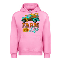 Fuchsia Pink farm truck  farm life with sunflower Urban Hoodie - HRA Design Shop