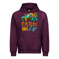 Mauve Wine farm truck  farm life with sunflower Urban Hoodie - HRA Design Shop