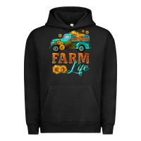 Pigment Black farm truck  farm life with sunflower Urban Hoodie - HRA Design Shop