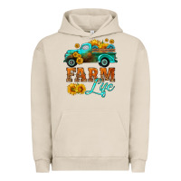 Pigment French Oak farm truck  farm life with sunflower Urban Hoodie - HRA Design Shop