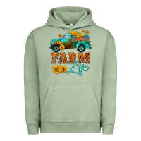 Pigment Oil Green farm truck  farm life with sunflower Urban Hoodie - HRA Design Shop