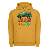 Pigment Peanut Butter farm truck  farm life with sunflower Urban Hoodie - HRA Design Shop