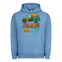 Pigment Pebble Blue farm truck  farm life with sunflower Urban Hoodie - HRA Design Shop