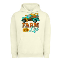 Pigment Pistachio farm truck  farm life with sunflower Urban Hoodie - HRA Design Shop