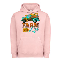 Pigment Salmon farm truck  farm life with sunflower Urban Hoodie - HRA Design Shop
