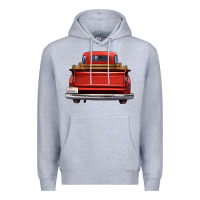 Heather Grey western red truck back view Premium Hoodie - FaDigitalArtStudio