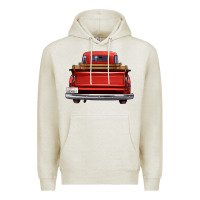 Oatmeal Heather western red truck back view Premium Hoodie - FaDigitalArtStudio