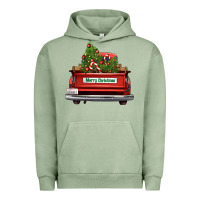 Pigment Oil Green Christmas trees truck Urban Hoodie - FaDigitalArtStudio