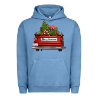 Pigment Pebble Blue Christmas trees truck Urban Hoodie - FaDigitalArtStudio