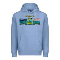 Colony Blue fishing dad  libbey glass Premium Hoodie - HRA Design Shop