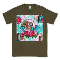 Army Green nail tools and polish with flowers and tooled leather seamless pattern Classic Tee - BundleAndBundleShop