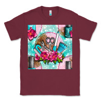 Burgundy nail tools and polish with flowers and tooled leather seamless pattern Classic Tee - BundleAndBundleShop