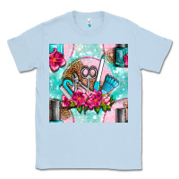 Dusty Blue nail tools and polish with flowers and tooled leather seamless pattern Classic Tee - BundleAndBundleShop