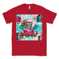 Red nail tools and polish with flowers and tooled leather seamless pattern Classic Tee - BundleAndBundleShop