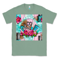 Sage nail tools and polish with flowers and tooled leather seamless pattern Classic Tee - BundleAndBundleShop